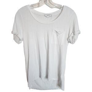 Hippie Rose White Cotton Blend Pocket Tee, Small
